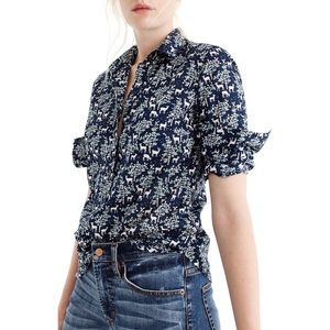 NWT J.Crew Deer Print Popover Shirt